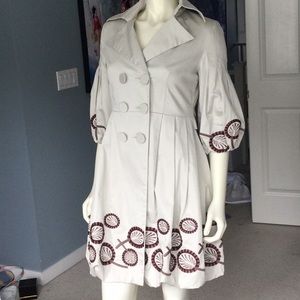 Light Gray Embroidered Trench Coat